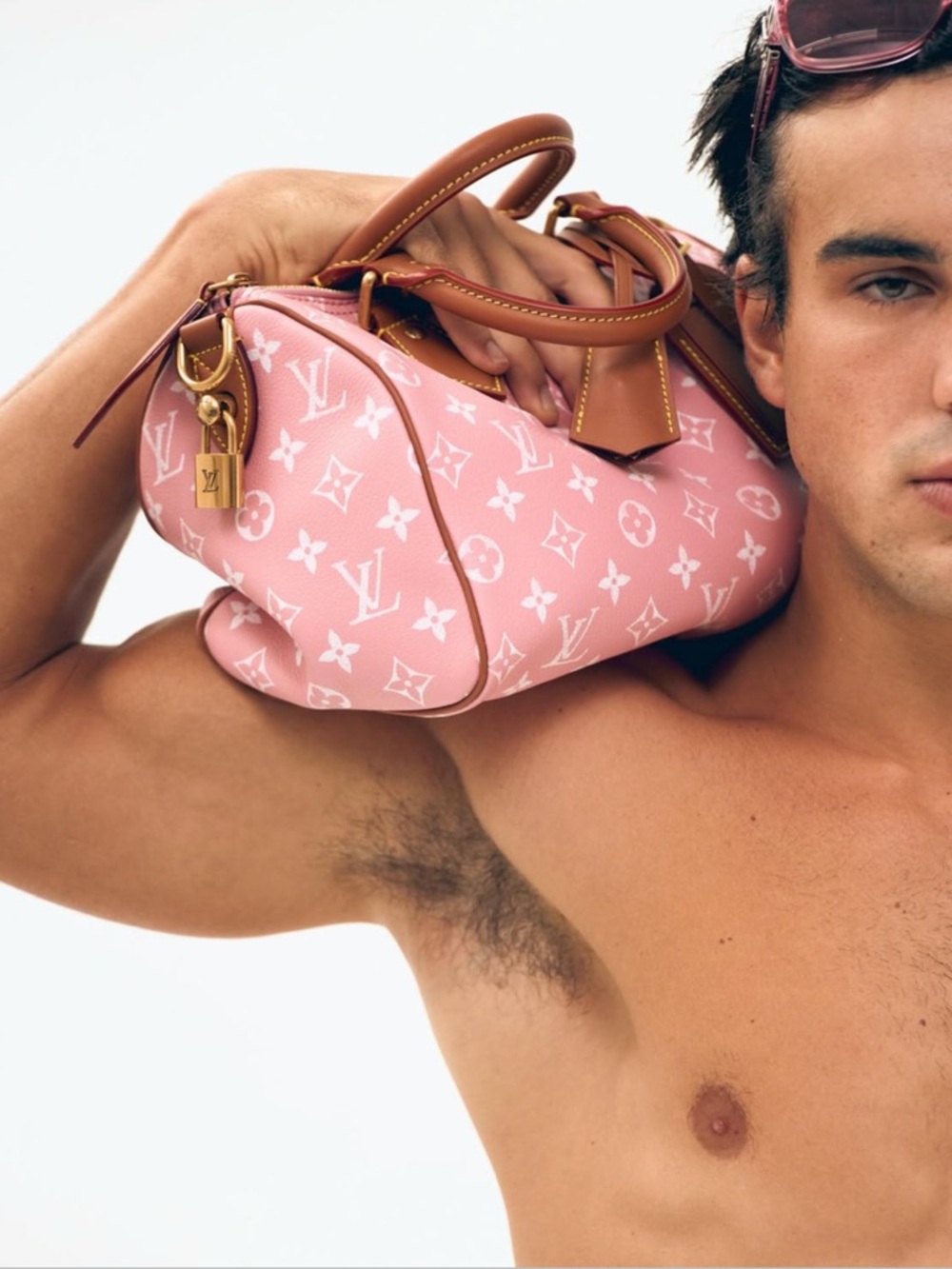 LV AUTHENTIC Louis Vuitton Pink Monogram Duffel PURSE Leather Trim MEN WOMEN BAG